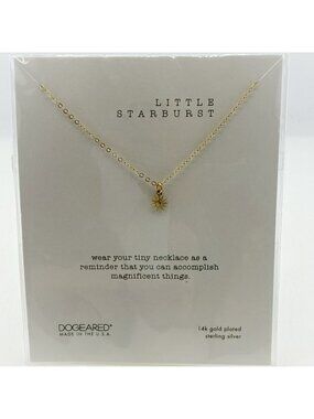 Dogeared Necklace Starburst 14K YGP over Sterling Silver Dainty Celestial NEW